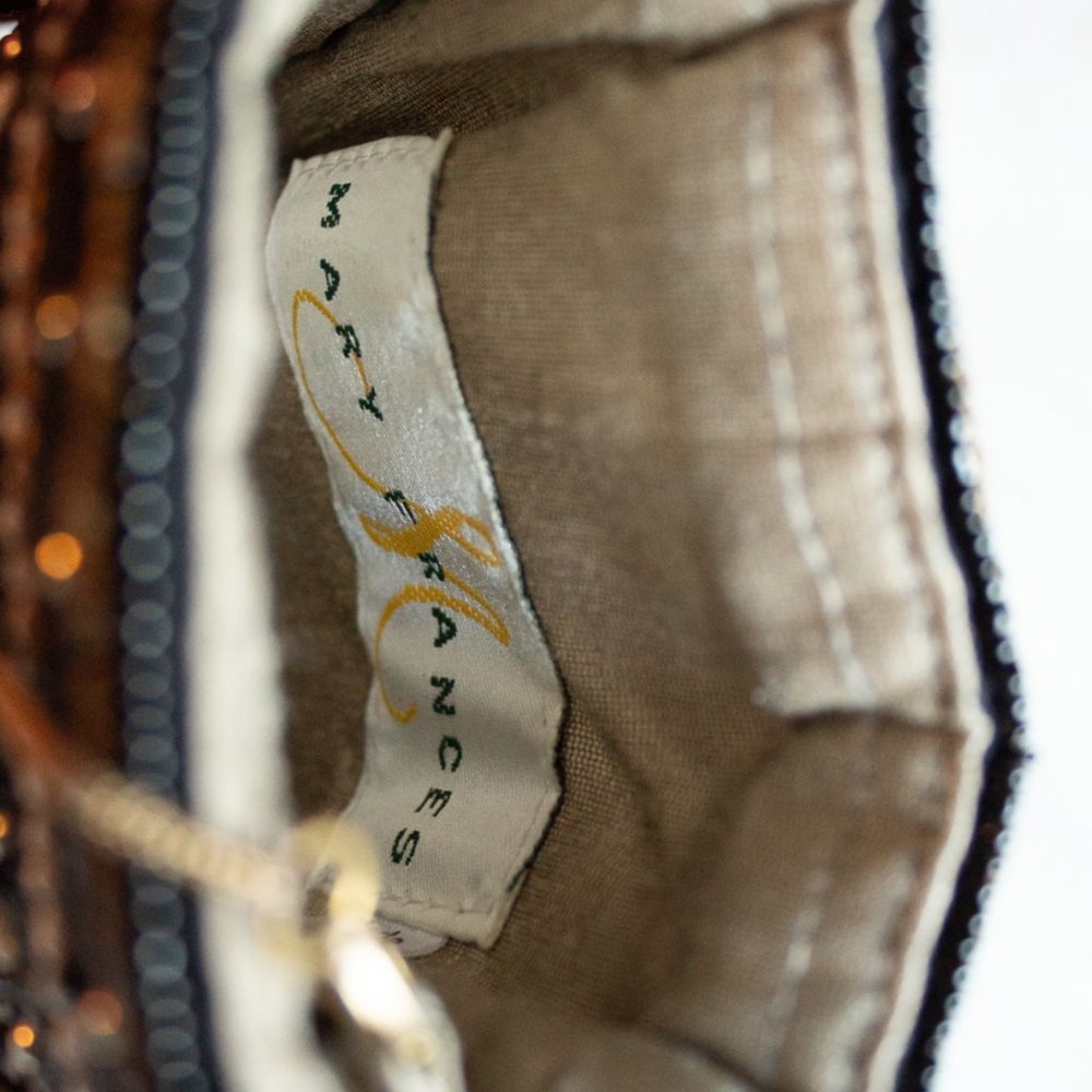 MARY FRANCES black rock n roll beaded star phone bag - gold chain strap NWOT - Picture 8 of 10